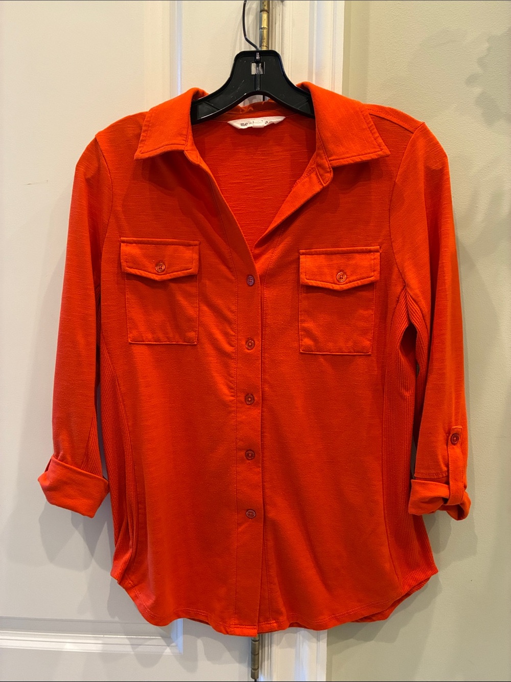 Women’s Button-Front Utility Shirt in Bright Orange